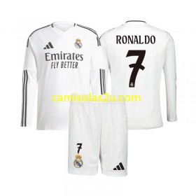Camisolas de futebol Real Madrid Cristiano Ronaldo 7 Criança Equipamento Principal 2024/25 Manga Comprida